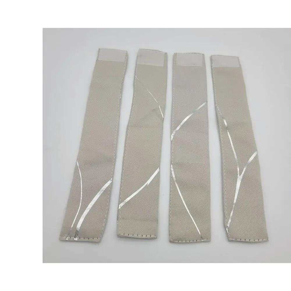 NWOT Deconova 4 Panel Curtains 42W x 54L Beige & Silver Foil Print Rod Grommets